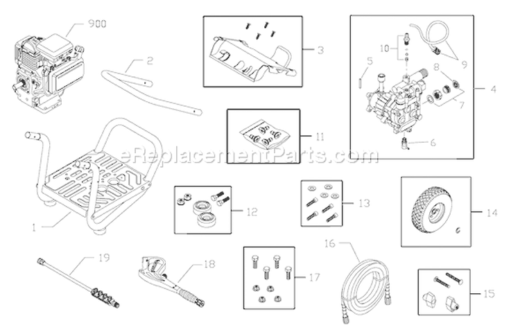 Page A Diagram and Parts List for 020255-0  Briggs and Stratton Pressure Washer
